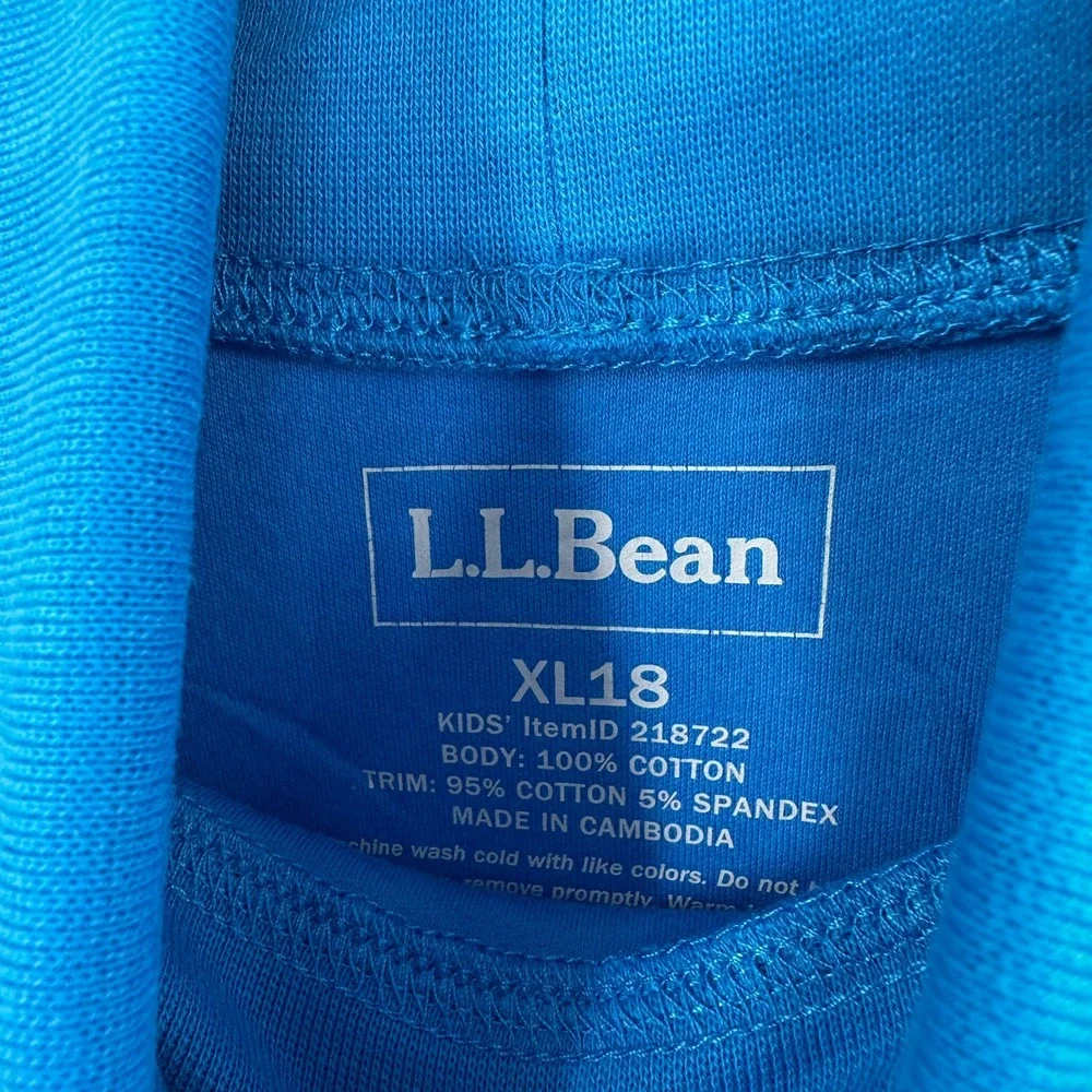 LL Bean Kids Girls XL 18 Blue Cotton Long Sleeve‎ Turtleneck Top Layering Basic